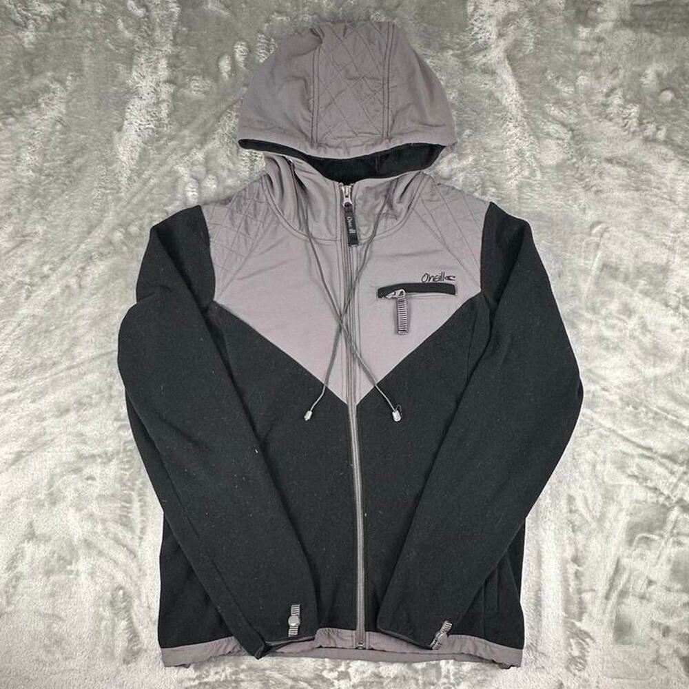 Vintage Y2K O’neill Black/Grey Two-toned Women’s Full-zip Hoodie Size Medium